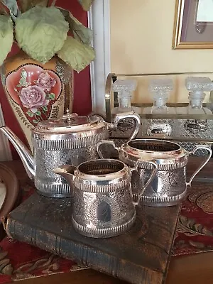 Walker & Hall Silver Plate Teapot With Patent Handle Milk/Cream Jug Sugar Bowl • £39.99