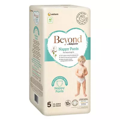 Beyond Babylove Nappy Pants Size 5 Walker 12-22Kg Unisex Nappies Pads 32 Pack • $70.45