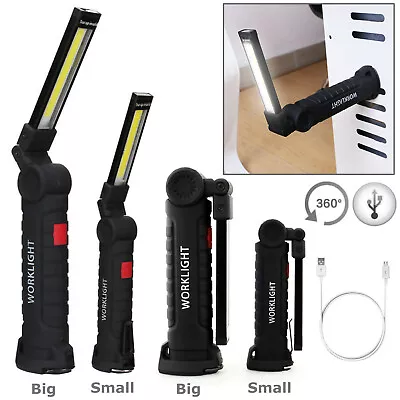 Magnetic Rechargeable COB LED RED Work Light Lamp Flashlight Folding Torch • $7.89