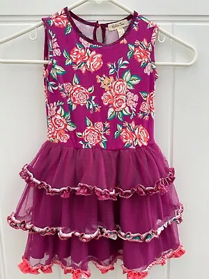 Matilda Jane Freja Dress W/ Light Plum Tulle Layered Tutu Skirt Floral Size 2 • $5