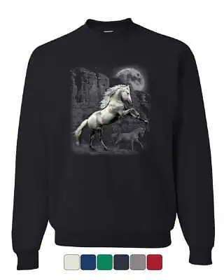 White Wild Horse Sweatshirt Mustang Nature Animal Lovers Wildlife Sweater • $28.90