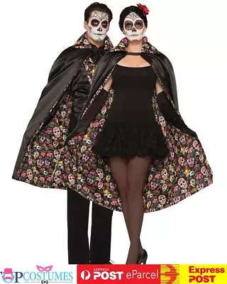 Unisex Day Of The Dead Senorita Costume Cape Mexican Skeleton Halloween • $49