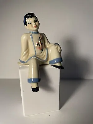 Ceramic Arts Studio Chinese Boy Figurine Blue Harrington Madison WI USA • $19.55