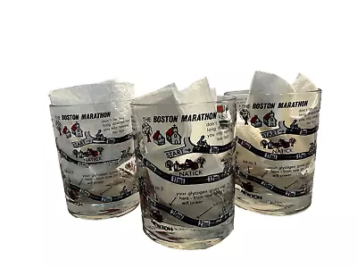 Boston Marathon Vintage 1977 Set Of 3 Whiskey Tumbler Glasses Markystore • $50