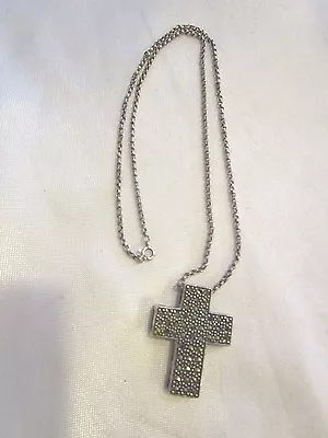 Vintage Sterling Silver Cross And Chain Marked .925 17 Grams 18  Chain - DEBLOT • $18.99