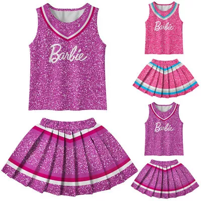 Barbie Cheerleader GirlsCosplayCostume Tank Tops Pleated Skirt UniformOutfitsב‎ • £14.24