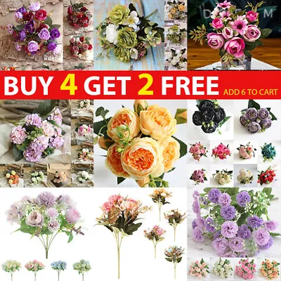 Silk Peony Artificial Fake Flowers Bunch Bouquet Home Wedding Party Garden Decor • £1.94