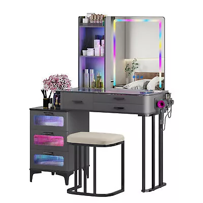 Dressing Table With 24 Color Lighting Options RGB Makeup Vanity Set • $239.99