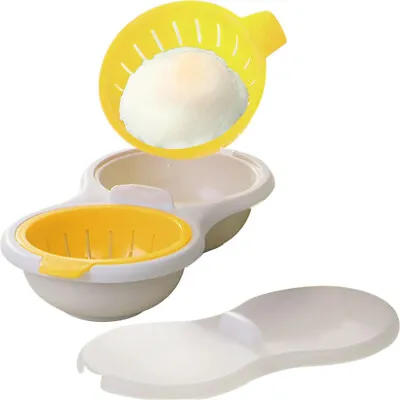 Microwave Double Cup Perfect Eggs Poacher BPA Free Cookware Egg Cooker UK • £7.12