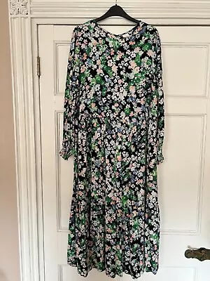 H&M Floral Dress Long Sleeves Peplum Skirt Size S • £12