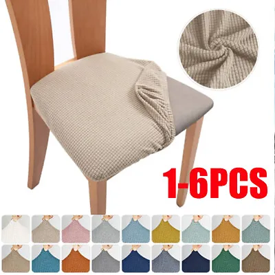 Dining Chair Seat Covers Stretch Cushion Elastic Slipcovers Removable Protector • £3.29