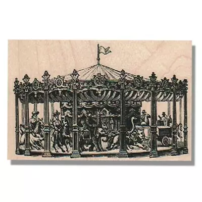 VICTORIAN CAROUSEL Rubber Stamp Merry Go Round Amusement Circus Carnival Fair • $11.44