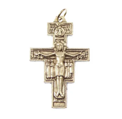 San Damiano Francis Assisi Crucifix Cross 4cm Silver Colour Metal Catholic • £3.50