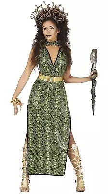 Womens Snake Print Medusa Dress Halloween Book Week Fancy Dress Costume • £6.84