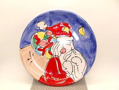 Vtg La Musa Pottery Santa & Bag Hand Painted Plate Christmas Made In Italy • $20