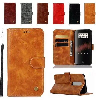 For OnePlus 6 6T 7T 7 Pro 5T Retro Magnetic Flip Leather Wallet Stand Case Cover • $85