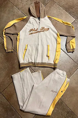 Phat Farm Velour Track Suit Mens Size 2XL Tan Yellow Vintage Hip Hop Jogger Y2K • $175