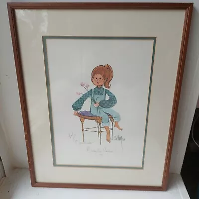 P Buckley Moss Print  Merry  Signed Inscribed Framed  #199/1000 15 X12  • $24