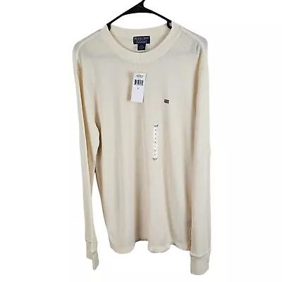 Polo Jeans Co. Men’s Size L Cream Cotton Long Sleeved Thermal Pullover Shirt NWT • $39.95