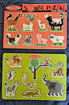 Melissa & Doug Farm Animals Works Jungle Does NOT WORK Sound Puzzle Wood Lot • $9.99