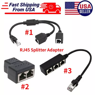 RJ45 Splitter Adapter 1 To 2/3 Ways CAT 7 6 5 LAN Ethernet Cable Connector • $7.99