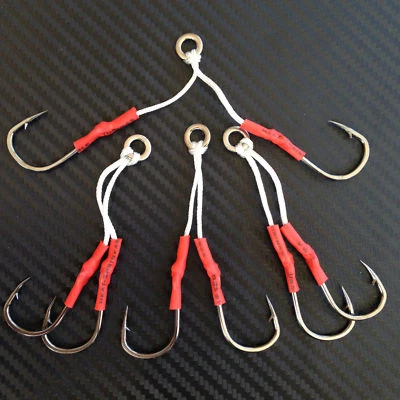 Twin Jig Assist Hooks Micro Jigging Tandem Pairs Lures Snapper Kingfish Trag • $8.95