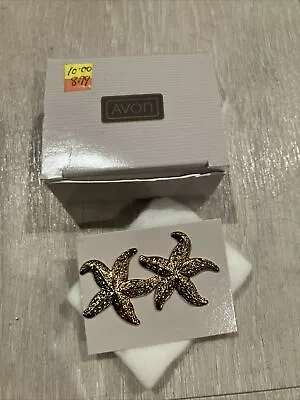 AVON Starfish Gold Tone Post Stud Earrings 1-1/4  Pierced Ears Beach Coastal • $8