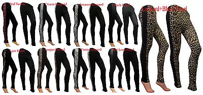 New Womens Lace Side Panel Full Length Ladies Legging Jegging Size 8 10 12 14 16 • £4.95