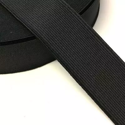 13 Mm 1/2  Inch Wide Black Flat Knitted Elastic  • £1.79