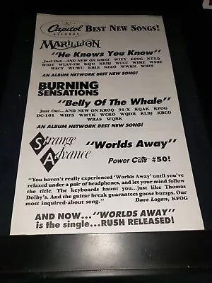 Marillion/Strange Advance/Burning Sensations Rare Radio Promo Poster Ad Framed! • $60