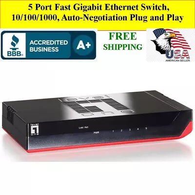 5 Port Fast Gigabit Ethernet Switch 10/100/1000 Auto-Negotiation Plug And Play • $27.95