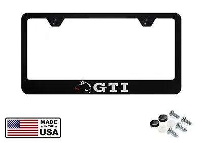 VW GTI RABBIT Fast BLACK Stainless License Plate Frame + Screw Caps • $19.95