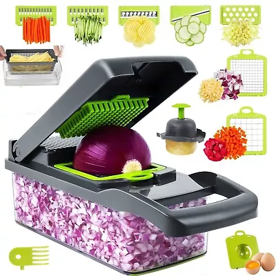 Master Your Kitchen: 13-in-1 Vegetable Chopper & Spiralizer With Container • $24.99