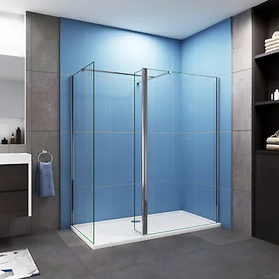 Walk In Wet Room Shower Enclosure Screen Flipper Nano 8mm Glass Tray Free Waste • £89