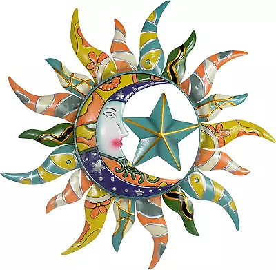 Sun Moon & Stars Metal Wall Hanging Garden Art • $35.68