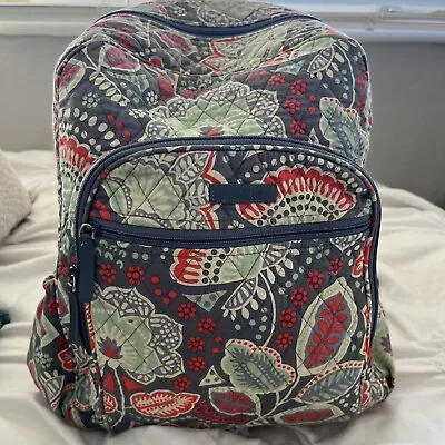 Vera Bradley Campus Backpack - Blue And Coral Floral Print - Good Condition • $19.99