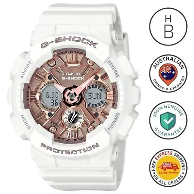 New Casio G-Shock S-Series Womens Watch White & Rose Gold Ana Digi GMAS120MF-7A2 • $189
