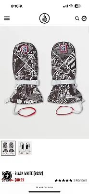 VOLCOM  Snowboard Snow - GORTEX Mitt Size M Black And White USA • $74