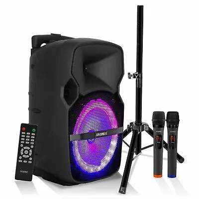 5Core 10 In Speaker PA DJ System Karaoke 2 Mic LED Party BT BOOM Box Stand 400W • $89.99