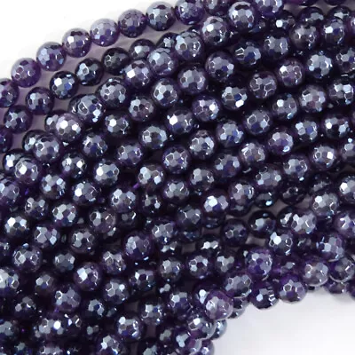 Mystic Titanium Natural Faceted Purple Amethyst Round Beads 15  6mm 8mm 10mm • $11.99