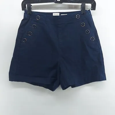 $9.98 • Buy A New Day Women's Shorts Sz 4 Blue Stretch  Casual Everyday Chino Shorts Button