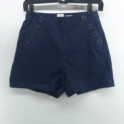 $9.98 • Buy A New Day Women's Shorts Sz 4 Blue Stretch  Casual Everyday Chino Shorts Button
