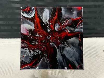 ABSTRACT CANVAS ARTWORK Original Acrylic Painting Modern With Resin 12  X 12  • $32