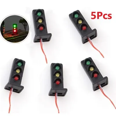 5Pcs Model Train Signals 3-Lights OO/HO Scale Railroad LED Signal Lamp 27mm New • $8.97