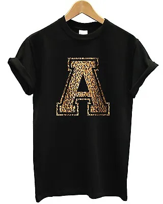£11.95 • Buy A Personalised Leopard Letter T Shirt Choose Your Own Printed Custom Tee Top