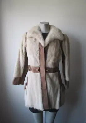 Women's Sz 4 Pearl Mink Fur Coat Jacket With Suede Trims MINT+ • $225