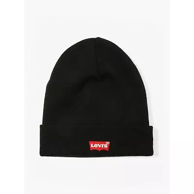 Levis Branded RED BATWING EMBROIDERED Unisex Warm Winter Beanie Hat Black • £28