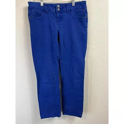 Elle Sz 6 Sapphire Blue Jeans Cropped Flap Pockets • $25