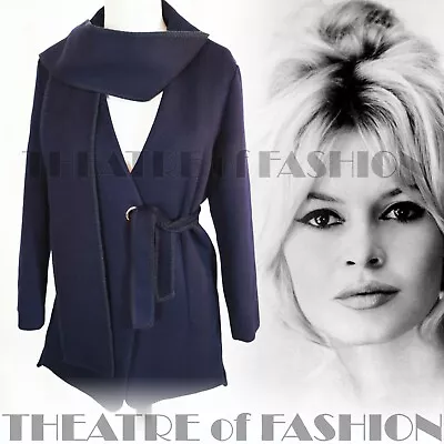 £225 • Buy JACKET COAT VINTAGE RIDING NAVY BLUE 1920's SCARF COLLAR UNIQUE BEAUTIFUL