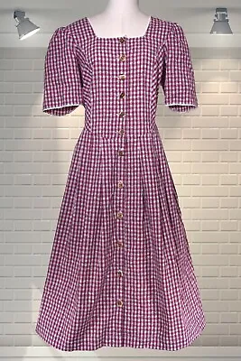 £44.99 • Buy Adorable Vintage Edwardian Style Fit & Flare Dress Gingham & Paisley COTTAGECORE